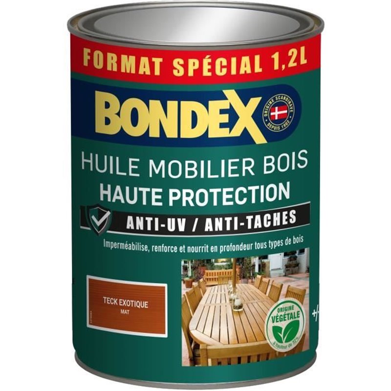Huile mobilier teck - BONDEX - 441377 - Mat - 1,2 L