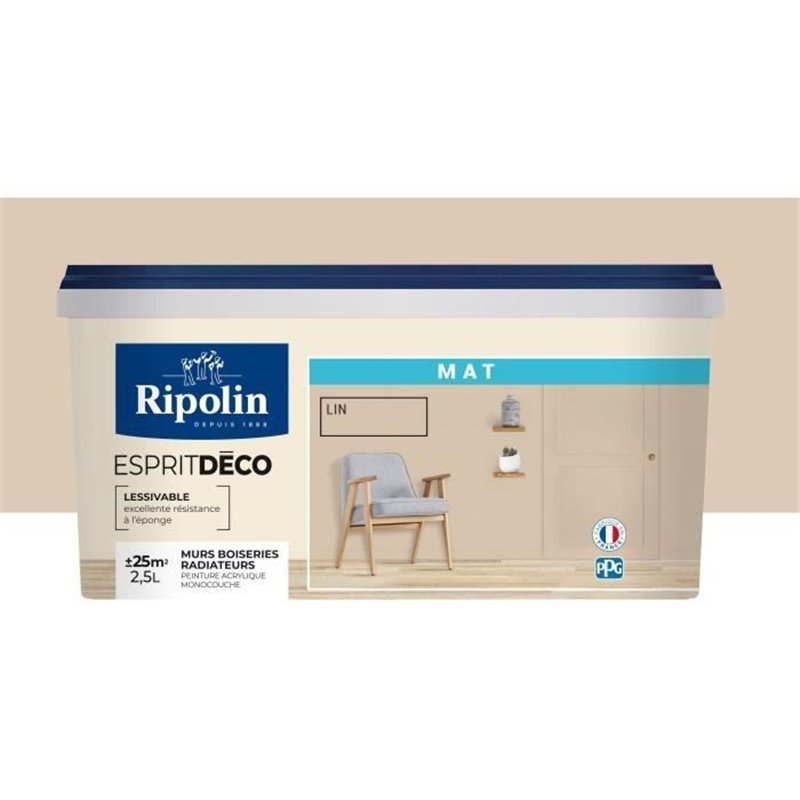 Image secondaire de RIPOLIN ESPRIT DECO LIN MAT 2.5L