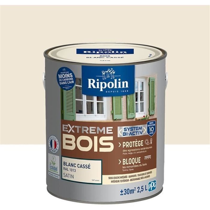 Image secondaire de Peinture Extreme bois - Blanc cassé RAL 1013 satin - RIPOLIN - 2,5 L