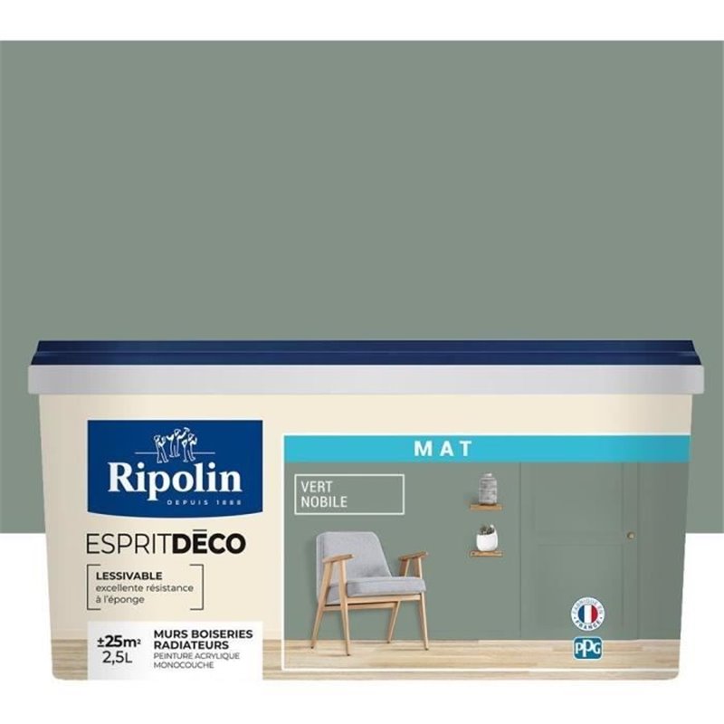 Image secondaire de Peinture de décoration murale intérieure - Vert nobile mat - RIPOLIN - 2,5 L