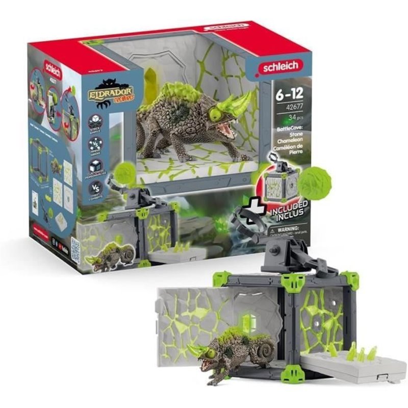 BattleCave Caméléon de Pierre, Extension de l'arène, SCHLEICH 42677 Eldrador Creatures, dès 7 ans