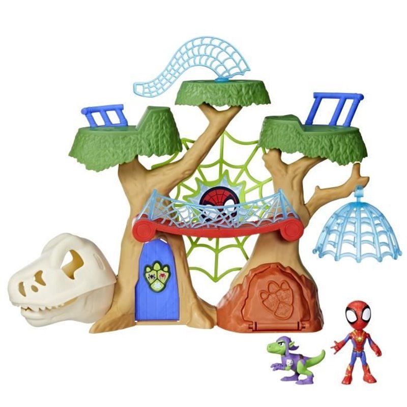 Spidey Coffret Dino-Webs base forestière, Figurines de super-héros et accessoires, dès 3 Ans, Spidey et Ses Amis Extraordinaires