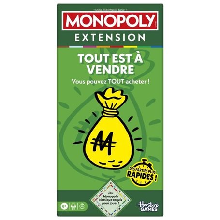 Monopoly Extension Tout est a vendre, rend le jeu Monopoly classique plus amusant et plus rapide, jeux de plateau, 2 a 6 joueurs