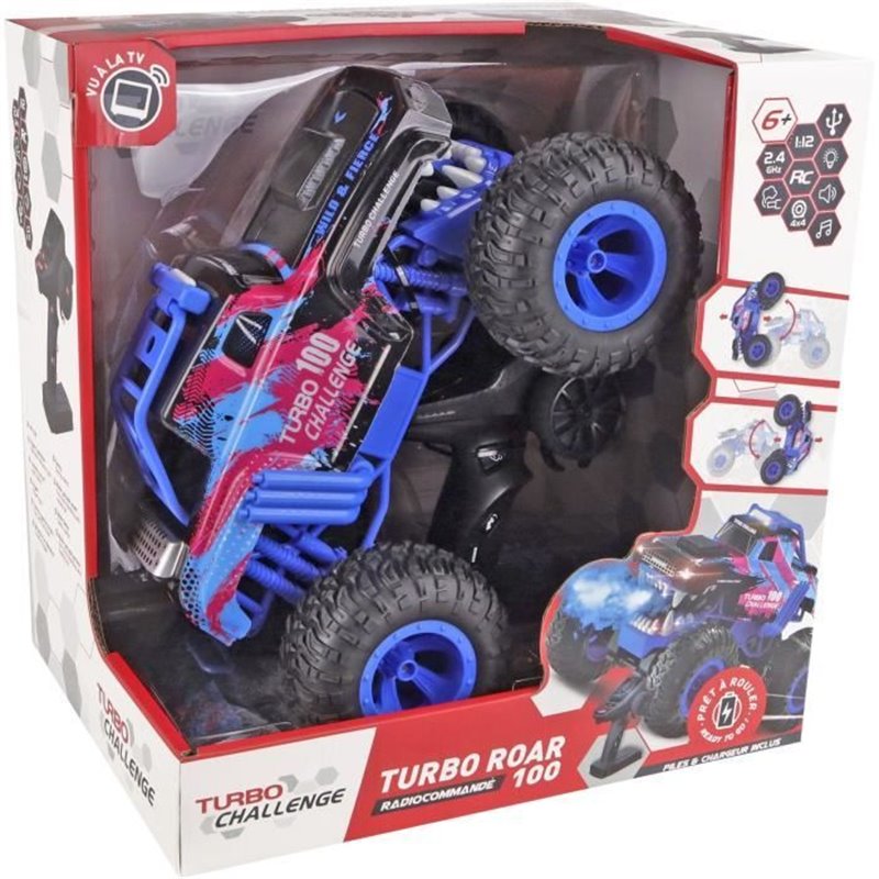 Image secondaire de Voiture Télécommandée - TURBO CHALLENGE - Smashroar TC100 - Option Fumée - Bleu - 1/12 - Batterie Rechargeable et Piles incluses