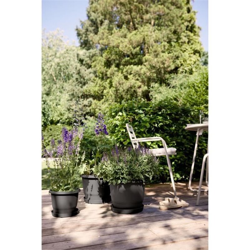 Image secondaire de Pot de fleurs - ELHO - Amiga Rond 30 - Noir - L 30 x B 29.5 x H 22 cm - Extérieur - 100% recyclé