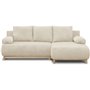 Canapé d'angle droit convertible MIKA 3 places - Velours côtelé beige - Coffre de rangement - L218 x P98/145 x H84 cm