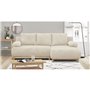 Canapé d'angle droit convertible MIKA 3 places - Velours côtelé beige - Coffre de rangement - L218 x P98/145 x H84 cm