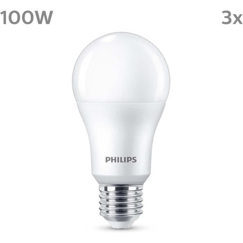 Ampoule LED - PHILIPS - 100 W - A67 E27 - Blanc froid - Non dimmable x 3