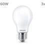Ampoule LED - PHILIPS - Classic - 60 W - A60 E27 - Blanc chaud - Non dimmable x 3