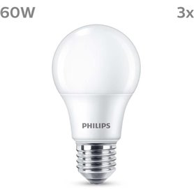 Ampoule LED - PHILIPS - 60 W - E27 - Blanc chaud - Dépolie - Non-Dimmable - 3 pieces