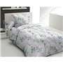 Parure de couette - HOME LINGE PASSION - POMPADOUR - 100% Coton - 140x200 cm - Blanc/Fleur
