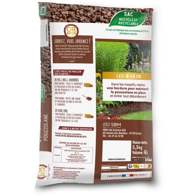 Image secondaire de Paillage de Pouzzolane - OR BRUN - OBRPPOU6U - 6L - Protection des plantes