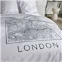 Parure de lit - TODAY - JAVA - 2 personnes - 240x220 cm - Coton - Imprimé London - Blanc