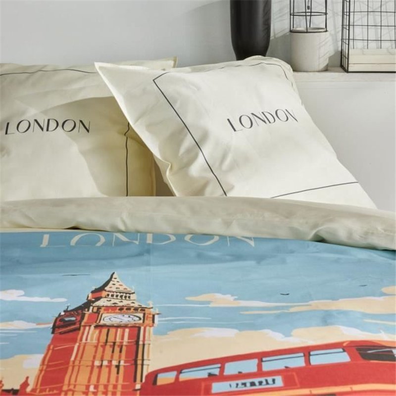 Image secondaire de Parure de lit - TODAY - JAVA - 2 personnes - 240x220 cm - Coton - Imprimé London - Blanc cassé