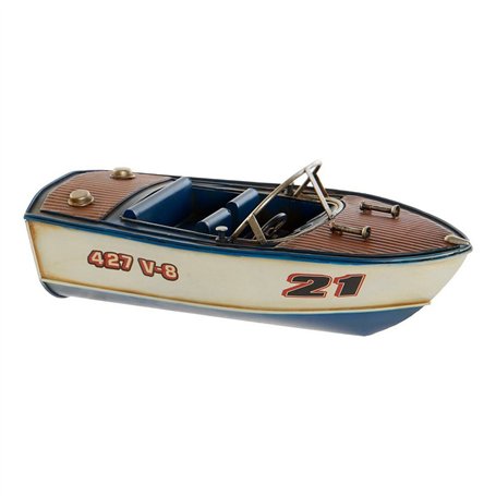 Véhicule DKD Home Decor Décoratif Bateau à moteur Métal (2 pcs) (31.5 x 14 x 13 cm)