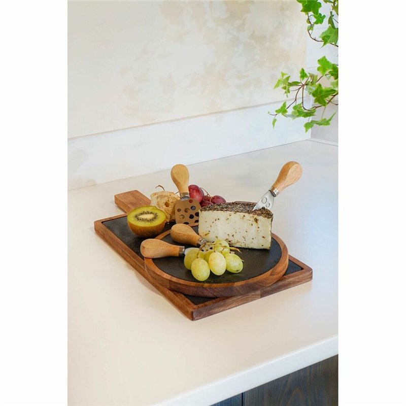 Image secondaire de Planche à découper DKD Home Decor Acier inoxydable Ardoise Acacia (32 x 20 x 1.5 cm) (4 x 15 x 1,5 cm) (3 pcs)