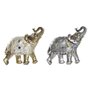 Figurine Décorative DKD Home Decor Eléphant Argenté Doré Résine (22,5 x 10,7 x 21,5 cm) (2 Unités)