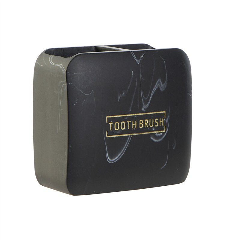 Support pour brosses à dents DKD Home Decor Noir Marbre (10,5 x 6,5 x 10 cm)