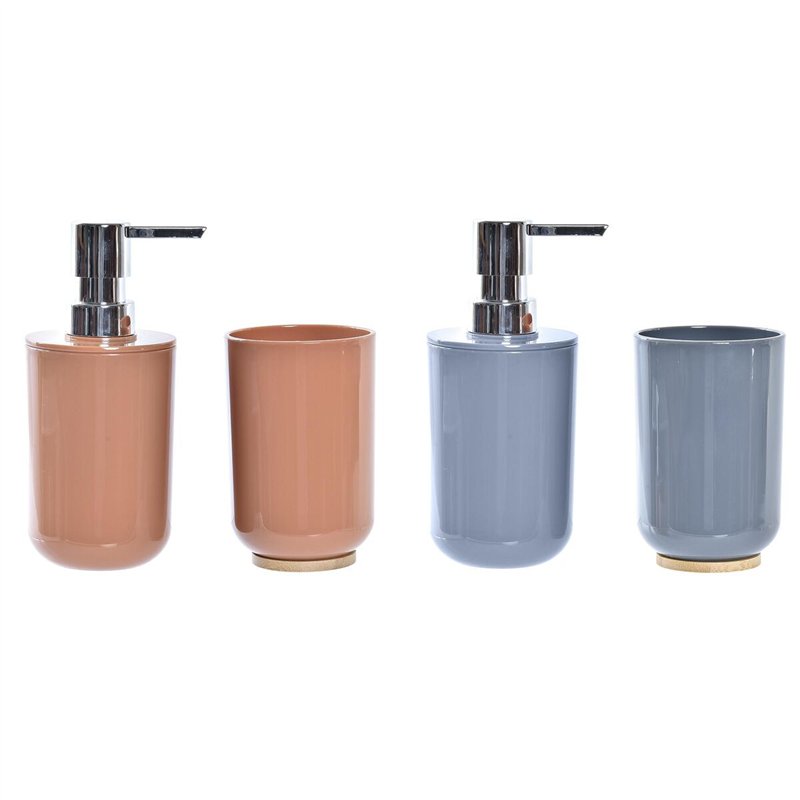 Ensemble de Bain DKD Home Decor Naturel Gris Orange Corail Aluminium Bambou PS Moderne (9 x 7 x 16 cm) (2 Unités) (7 x 7 x 16 cm)