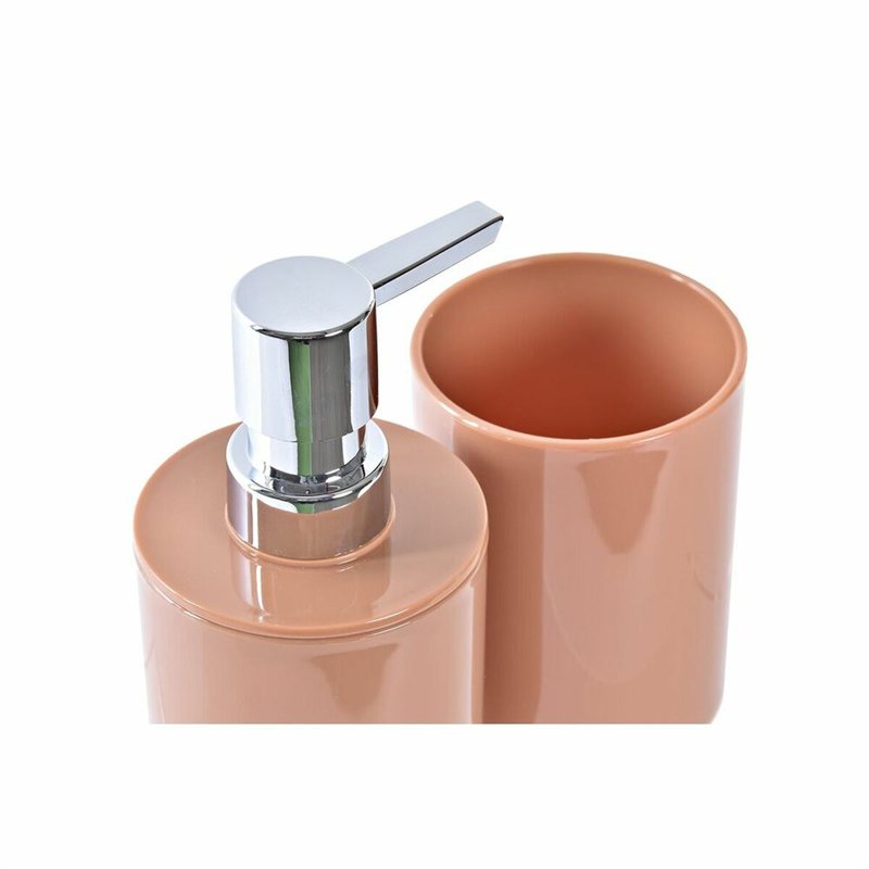 Image secondaire de Ensemble de Bain DKD Home Decor Naturel Gris Orange Corail Aluminium Bambou PS Moderne (9 x 7 x 16 cm) (2 Unités) (7 x 7 x 16 cm)