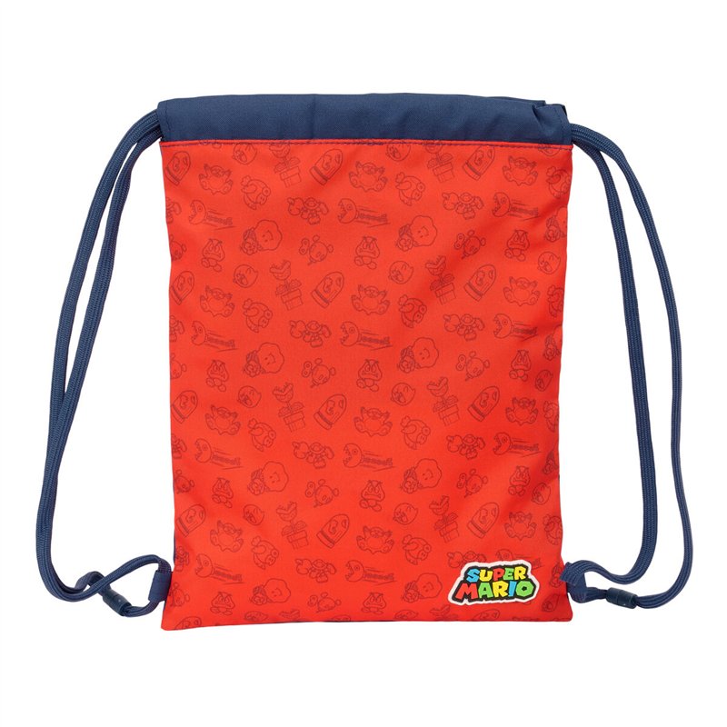 Image secondaire de Sac à dos serré par des ficelles Super Mario Trick Rouge Bleu foncé 26 x 34 x 1 cm