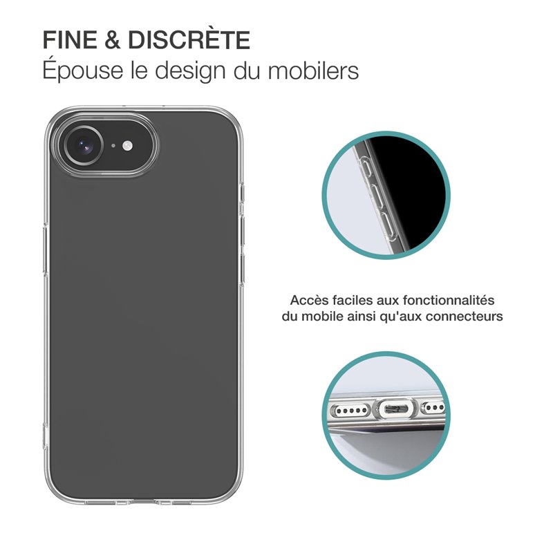 Image secondaire de Pack 2 en 1 Coque iPhone 16e Souple Transparente + Protège écran 2.5D + SmartFrame - Certifié GRS Bigben
