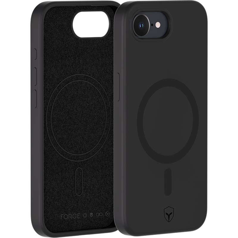 Coque renforcée MagSafe iPhone 16e SILICONE 2m Noire + Garantie à vie Force Case