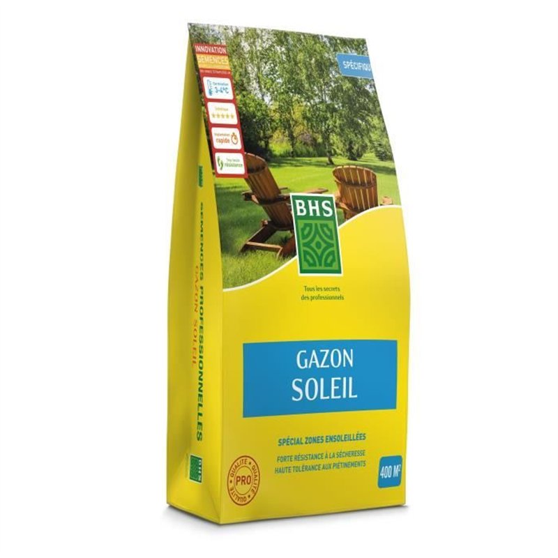 Gazon - BHS - Gazon Soleil 10kg | Résistant au climat méditerranéen et à la sécheresse