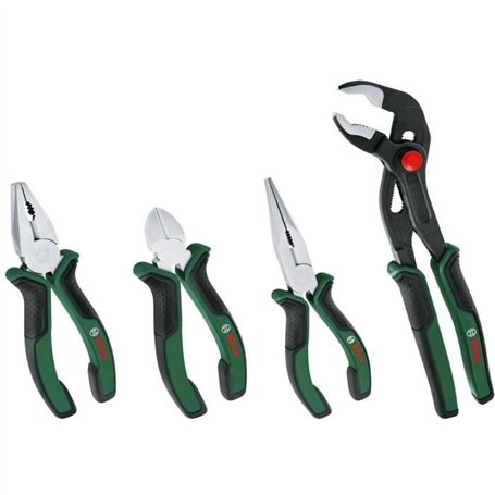 Bosch - Set de 4 pinces (coupante diagonale précise et durable, universelle, a bec long et multiprises)