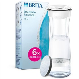 Bouteille filtrante - BRITA - Blanc Graphite - 1,3L - 6 filtres MicroDisc - Compatible lave-vaisselle