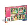 CLEMENTONI - Puzzle 4 en 1 - Disney Princess