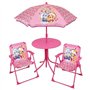 Salon de jardin FUN HOUSE PAT'PATROUILLE - 1 table 46xø46 cm, 2 chaises H.53xl.38,5xP.37,5cm et 1 parasol