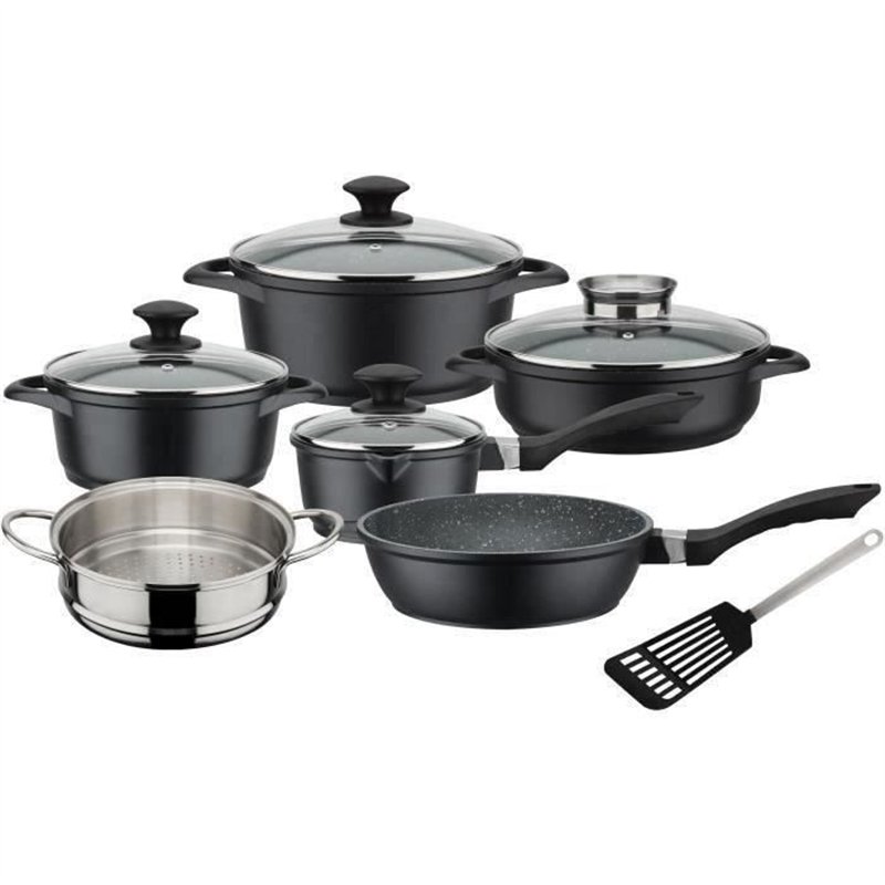 Set 10 pcs batterie de cuisine - GSW - GOURMET GRANIT - Fonte d'aluminium - Induction