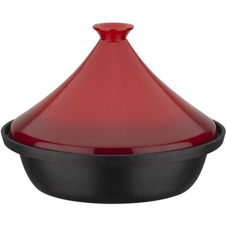 Tajine fonte massive - GSW - 30 x 22 cm - Couvercle céramique - Induction - Rouge