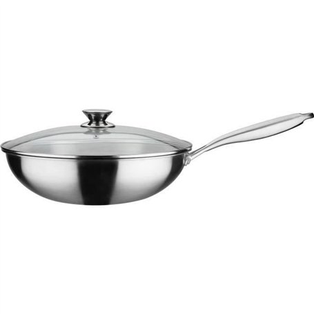 Wok professionnel - GSW - 32 cm - Induction - Acier inoxydable massif