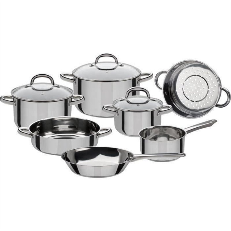Set 10 pcs batterie de cuisine - GSW - MONTREAL - Induction - Acier inoxydable