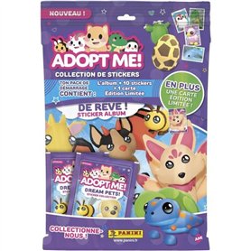 Pack de démarrage - PANINI - Adopt Me! Roblox - Album + 2 pochettes - 1 carte édition limitée - 10 stickers