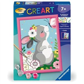 CreArt Kids 18x24cm Lapin et papillon, Kit de peinture par numéros Numéro d'Art, Des 7 ans, 25836, Ravensburger