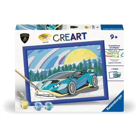 CreArt Kids 18x24cm Lamborghini, Kit de peinture par numéros Numéro d'Art, Des 7 ans, 25842, Ravensburger