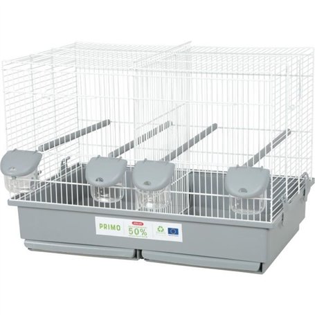 Cage d'élevage oiseaux - Zolux - Primo Cati - Pour canari mandarin - 57 x p34.5 x 41 cm - Blanc et gris