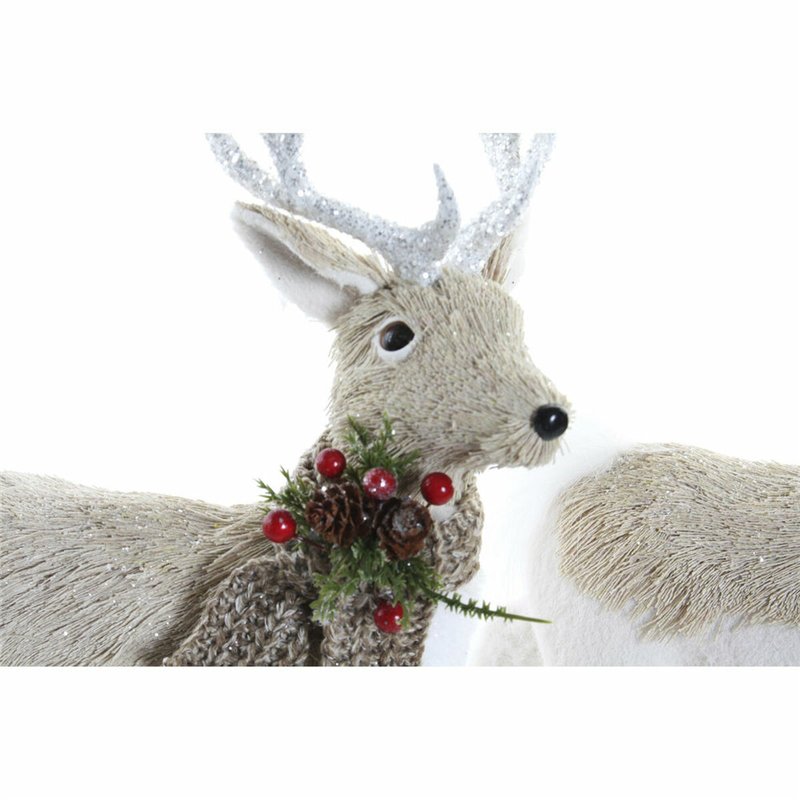 Image secondaire de Décorations de Noël DKD Home Decor Beige Polyester Blanc polystyrène Renne (9 x 24 x 33 cm)