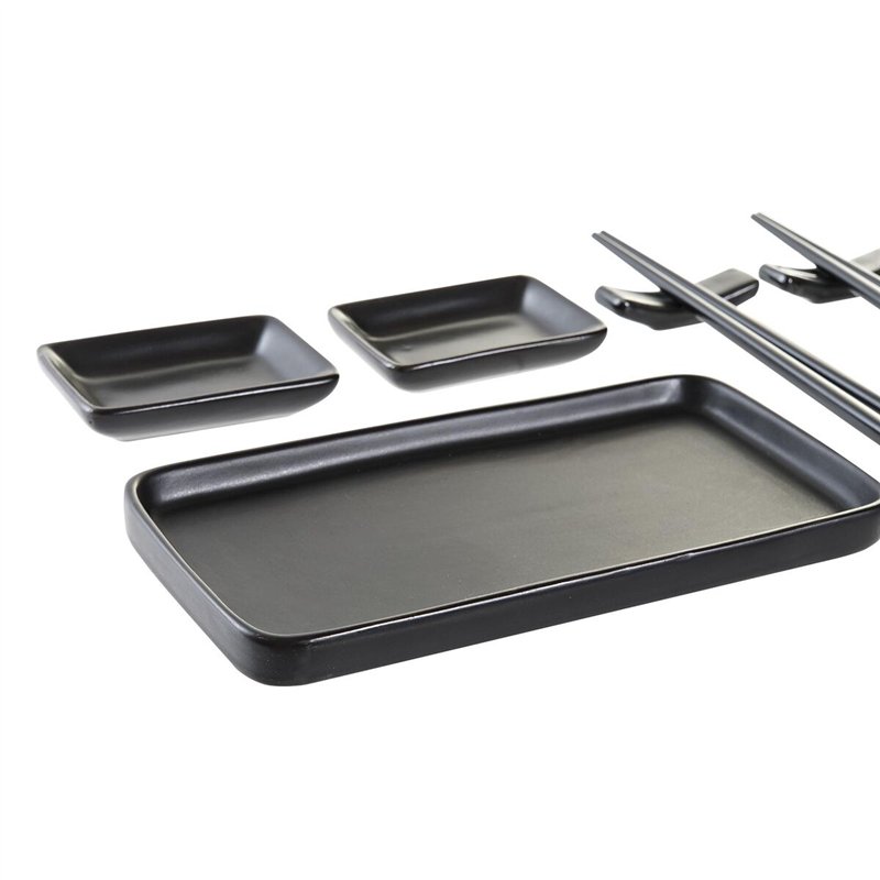 Image secondaire de Set de sushi DKD Home Decor Noir Bambou Grès (31,3 x 19,3 x 2,7 cm)