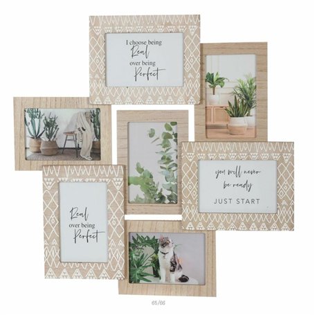 Cadre photo DKD Home Decor Verre Naturel Bois MDF Scandinave (50,5 x 1,8 x 48 cm)