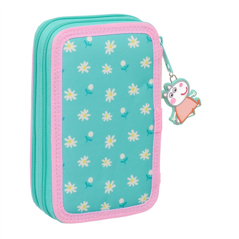 Image secondaire de Trousse Scolaire avec Accessoires Peppa Pig Pretty flowers Jaune Menthe 12.5 x 19.5 x 4 cm 29 Pièces