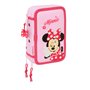 Pochette à crayons triple Minnie Mouse Naive Rose 12,5 x 19,5 x 5,5 cm 37 Pièces