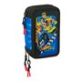 Pochette à crayons triple Hot Wheels Let's race Bleu Noir 12,5 x 19,5 x 5,5 cm 37 Pièces