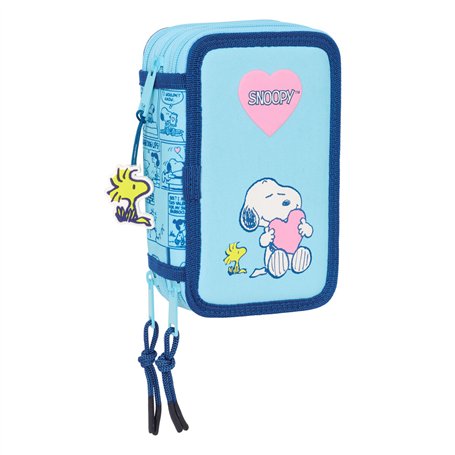 Trousse Scolaire avec Accessoires Snoopy Love Bleu 12,5 x 19,5 x 5,5 cm 37 Pièces