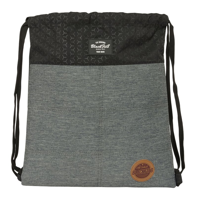 Sac à dos serré par des ficelles BlackFit8 Old school Noir Gris 35 x 40 x 1 cm