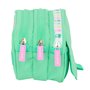 Trousse Fourre-Tout Triple Benetton Mint Vert 21,5 x 10 x 8 cm