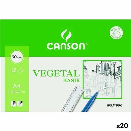 Papier à dessin Canson VEGETAL BASIK A4 12 Volets (20 Unités)